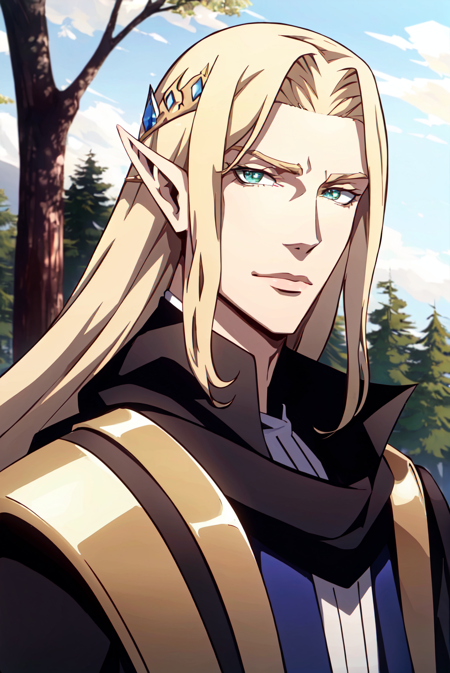 3978522864-2653106269-castlevania style, outdoors, woods, trees,_solo, 1boy, male focus, blonde hair, long hair, green eyes, pointy ears, circlet, elf.png